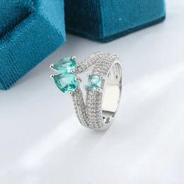 KissICON KissIcon Paraiba Zircon Ring Women - Double Layer Silver