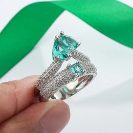 KissICON KissIcon Paraiba Zircon Ring Women - Double Layer Silver