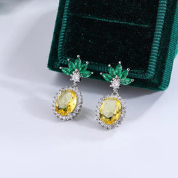 KissICON KissIcon Pineapple Rhinestone Earrings - 925 Silver Sparkle