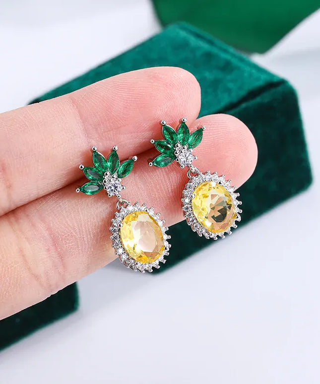KissICON KissIcon Pineapple Rhinestone Earrings - 925 Silver Sparkle