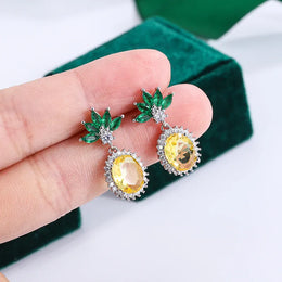 KissICON KissIcon Pineapple Rhinestone Earrings - 925 Silver Sparkle