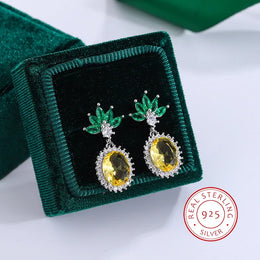 KissICON KissIcon Pineapple Rhinestone Earrings - 925 Silver Sparkle