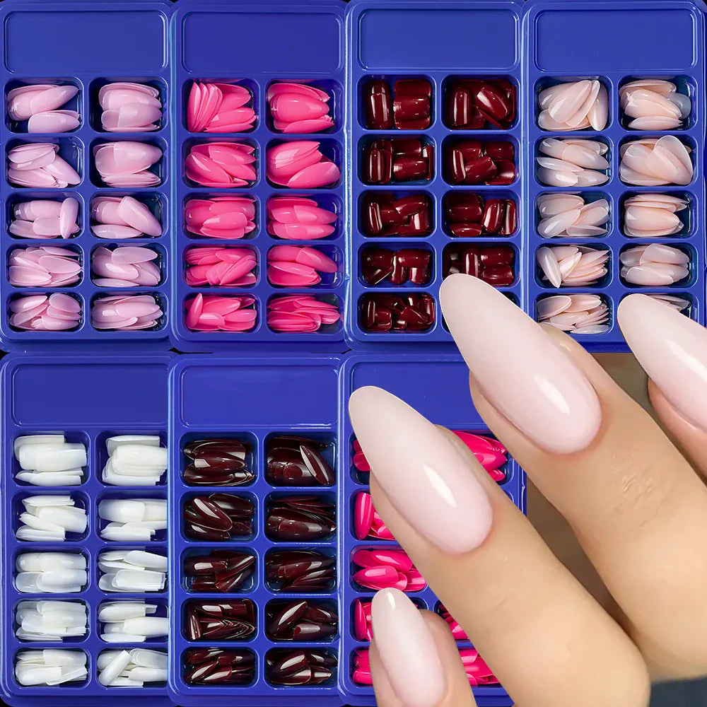 KissICON KissIcon Pink False Nails Medium Almond Full Gel