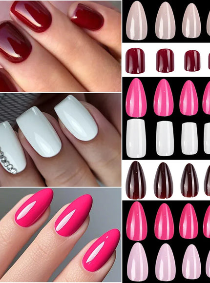KissICON KissIcon Pink False Nails Medium Almond Full Gel