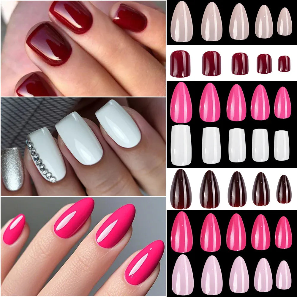 KissICON KissIcon Pink False Nails Medium Almond Full Gel