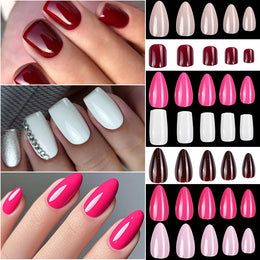 KissICON KissIcon Pink False Nails Medium Almond Full Gel