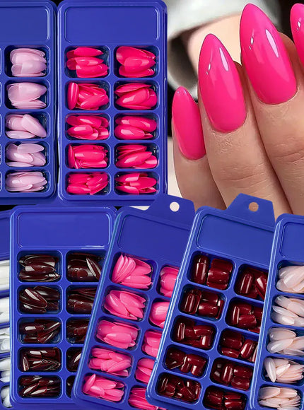KissICON KissIcon Pink False Nails Medium Almond Full Gel