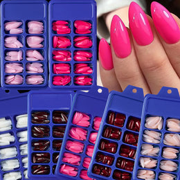 KissICON KissIcon Pink False Nails Medium Almond Full Gel