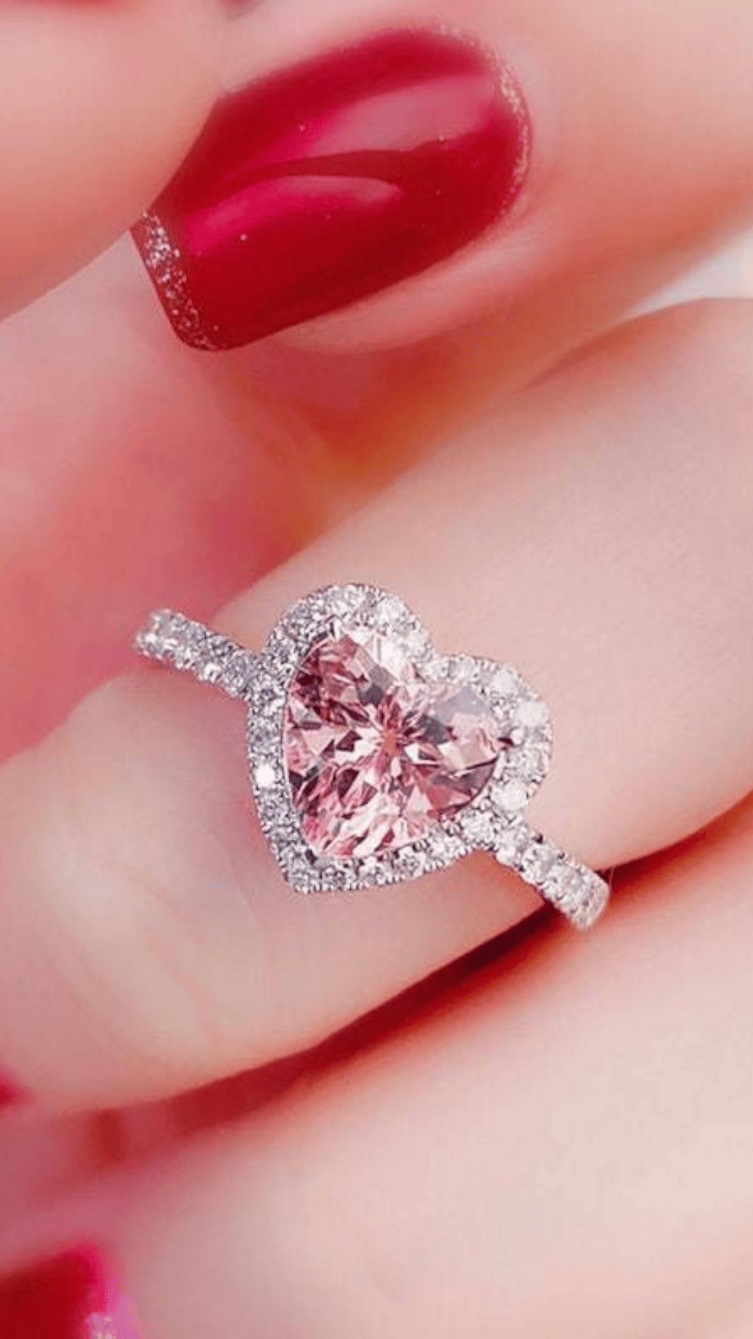 KissICON KissIcon Pink Heart Zircon Ring - Durable Alloy Band