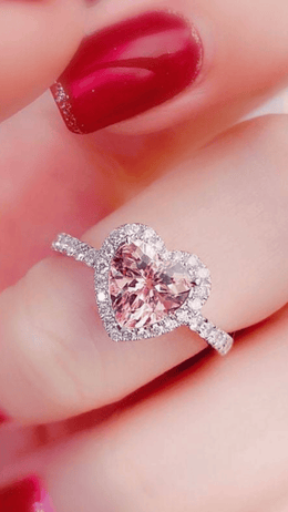 KissICON KissIcon Pink Heart Zircon Ring - Durable Alloy Band