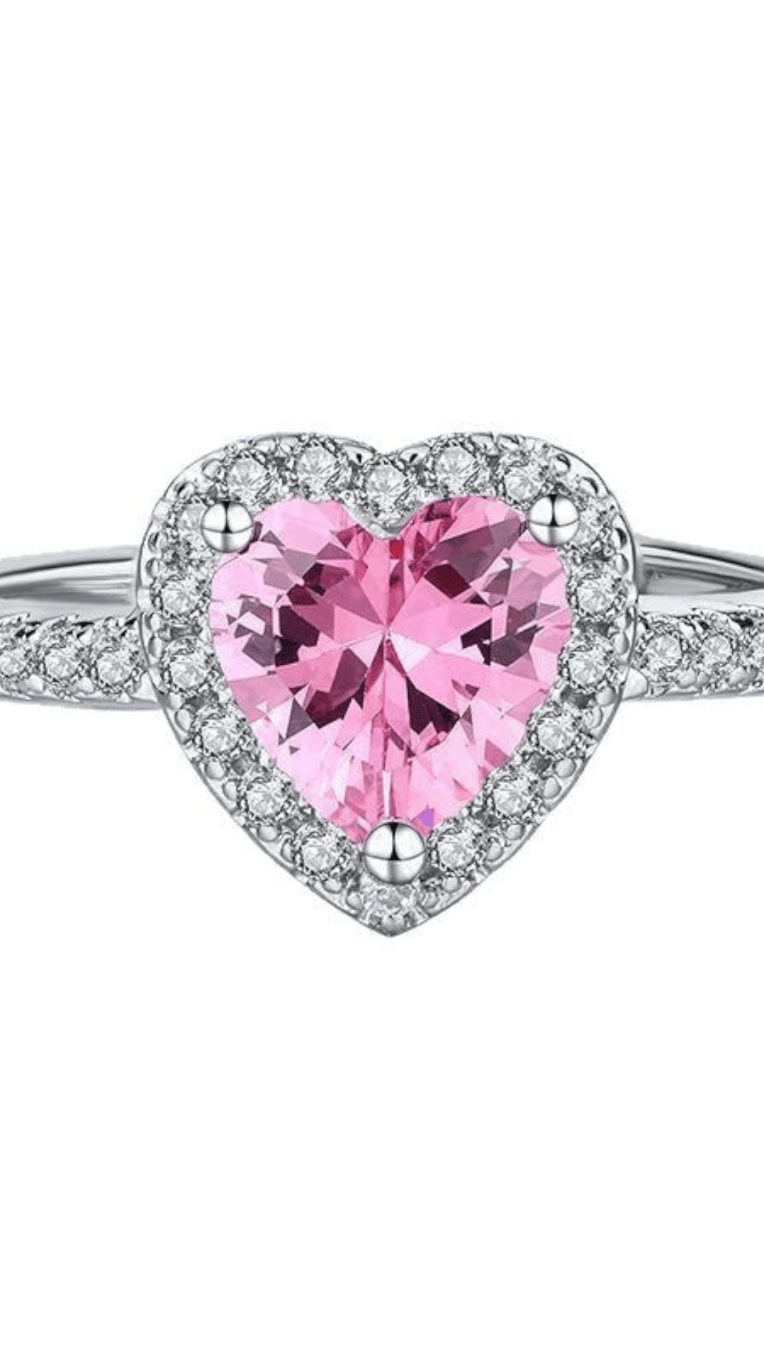 KissICON KissIcon Pink Heart Zircon Ring - Durable Alloy Band