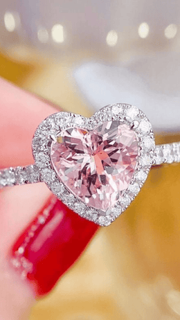 KissICON KissIcon Pink Heart Zircon Ring - Durable Alloy Band