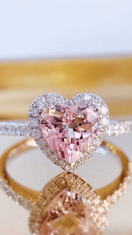 KissICON KissIcon Pink Heart Zircon Ring - Durable Alloy Band