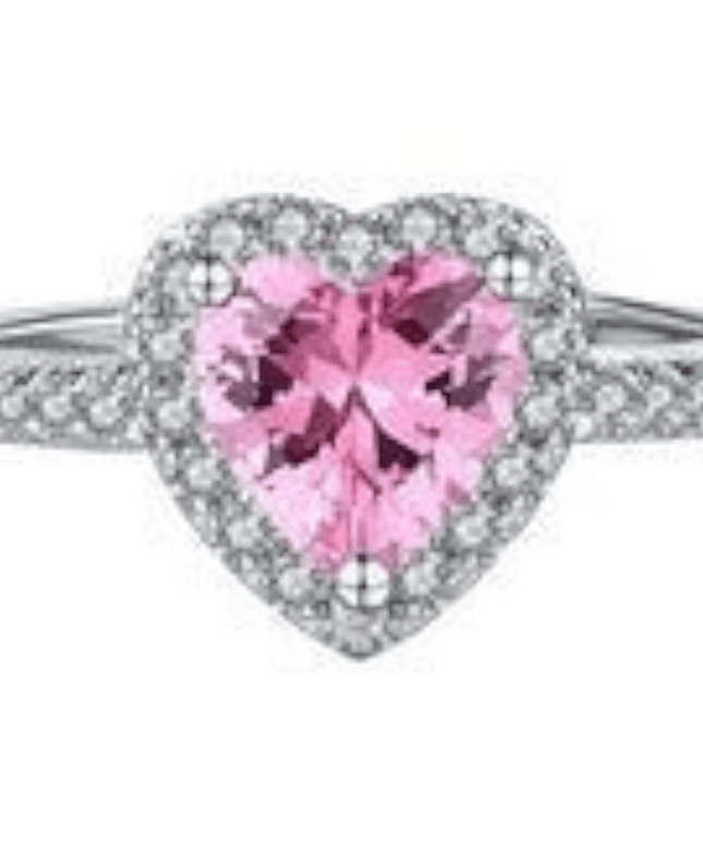 KissICON KissIcon Pink Heart Zircon Ring - Durable Alloy Band