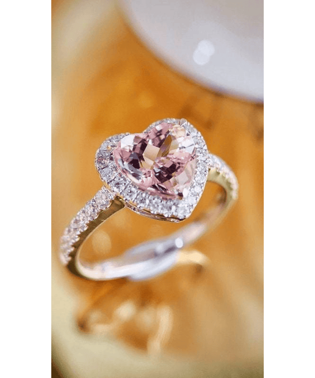 KissICON KissIcon Pink Heart Zircon Ring - Durable Alloy Band