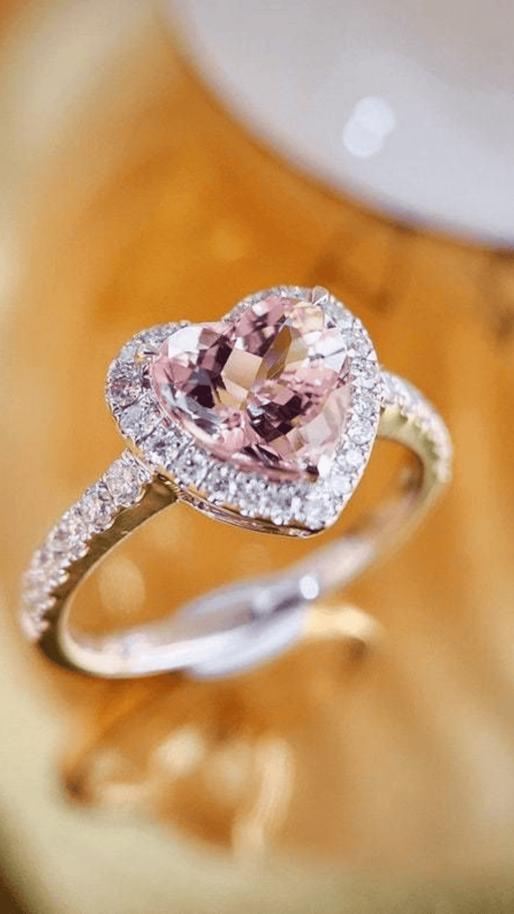 KissIcon Pink Heart Zircon Ring - Durable Alloy Band