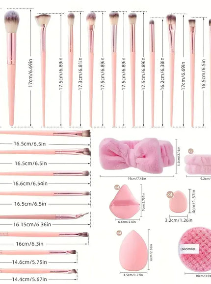 KissICON KissICON Pink Makeup Brush Set – 20 or 40 Piece Soft Wool Fibre