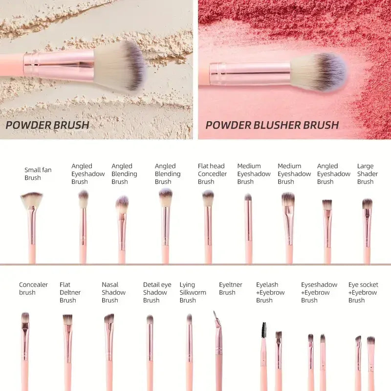 KissICON KissICON Pink Makeup Brush Set – 20 or 40 Piece Soft Wool Fibre