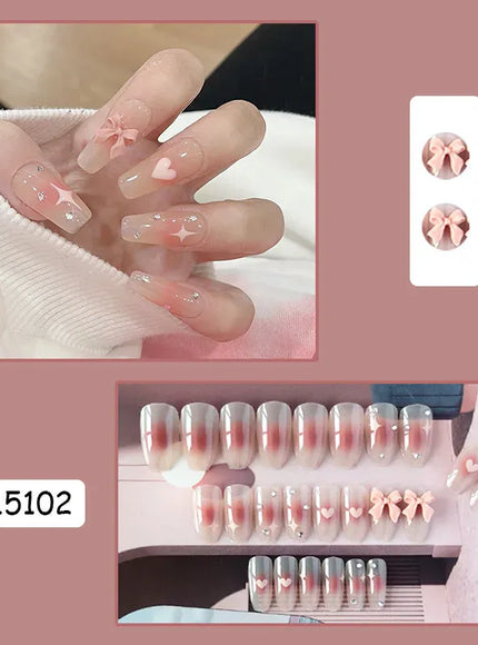KissICON [KissIcon] Pink Press On Nails - Reusable Acrylic