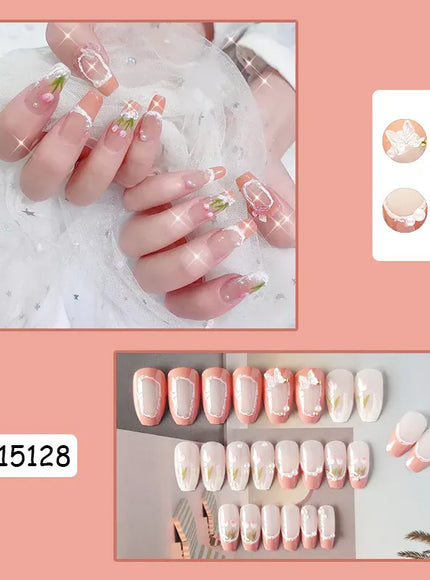 KissICON [KissIcon] Pink Press On Nails - Reusable Acrylic