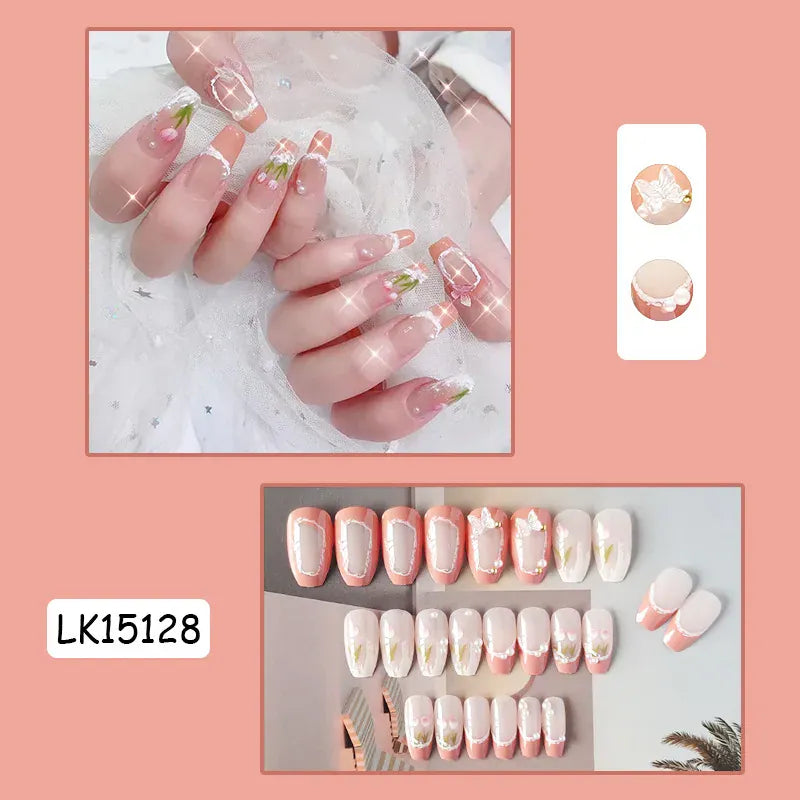 KissICON [KissIcon] Pink Press On Nails - Reusable Acrylic