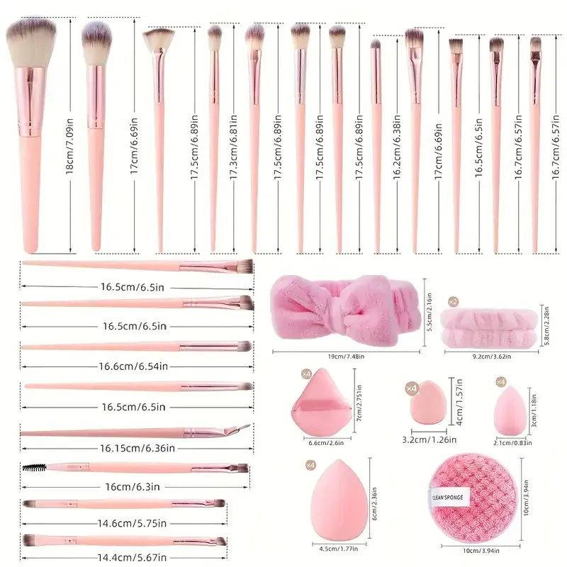 KissICON KissICON Pink Pro Makeup Brush Set – 20 or 40 Piece Large Brushes