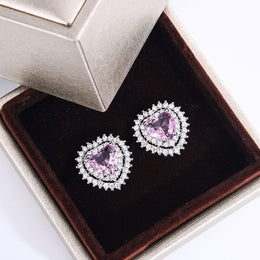KissICON KissIcon Pink Stone Zirconia Earrings - 925 Silver Gleam