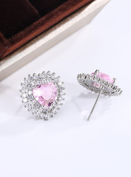 KissICON KissIcon Pink Stone Zirconia Earrings - 925 Silver Gleam