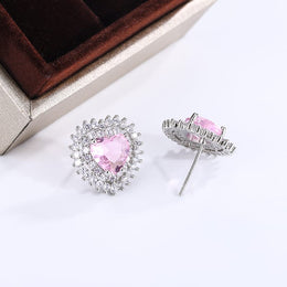 KissICON KissIcon Pink Stone Zirconia Earrings - 925 Silver Gleam