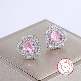 KissICON KissIcon Pink Stone Zirconia Earrings - 925 Silver Gleam