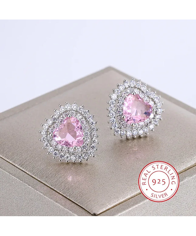 KissICON KissIcon Pink Stone Zirconia Earrings - 925 Silver Gleam