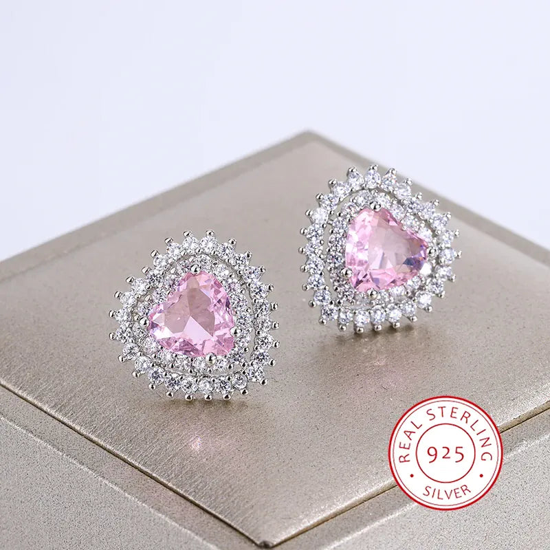KissICON KissIcon Pink Stone Zirconia Earrings - 925 Silver Gleam