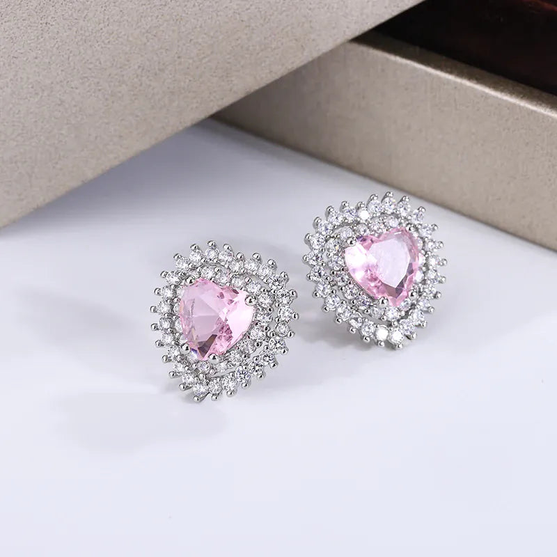 KissICON KissIcon Pink Stone Zirconia Earrings - 925 Silver Gleam