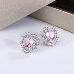 KissICON KissIcon Pink Stone Zirconia Earrings - 925 Silver Gleam