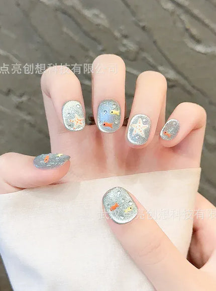 KissICON KissIcon Press On Nails 10pcs Blue Cat Eye