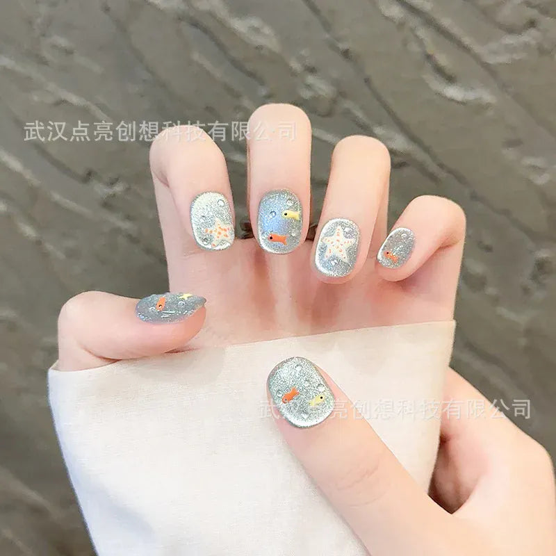 KissICON KissIcon Press On Nails 10pcs Blue Cat Eye