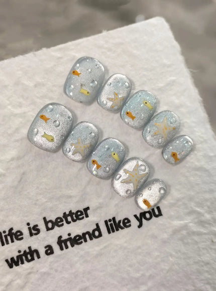KissICON KissIcon Press On Nails 10pcs Blue Cat Eye