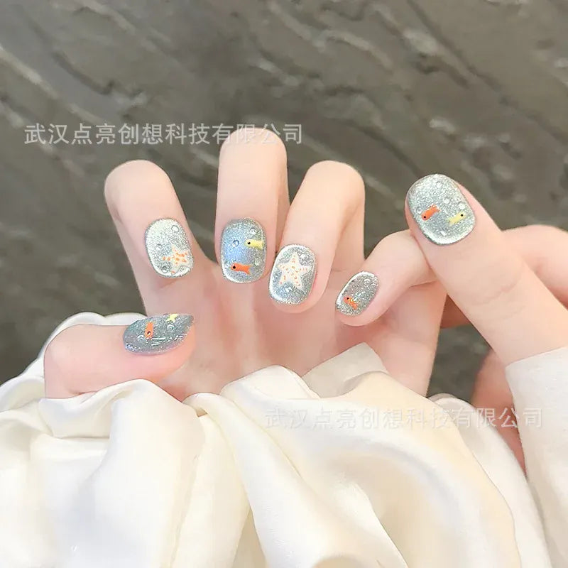 KissICON KissIcon Press On Nails 10pcs Blue Cat Eye
