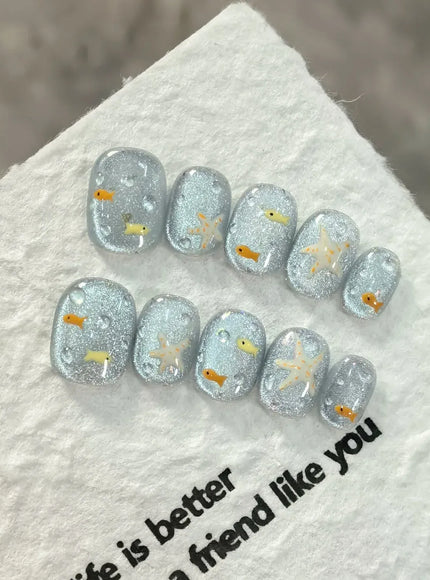 KissICON KissIcon Press On Nails 10pcs Blue Cat Eye