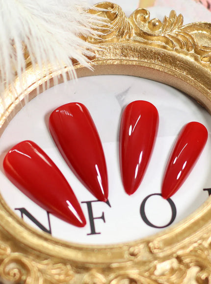 KissICON KissIcon Press On Nails Stiletto Red Glossy -