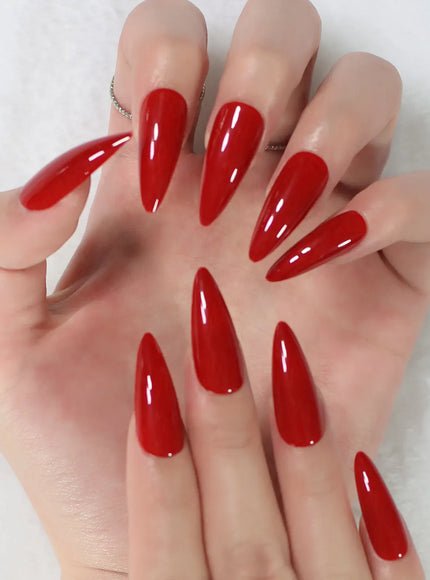 KissICON KissIcon Press On Nails Stiletto Red Glossy -