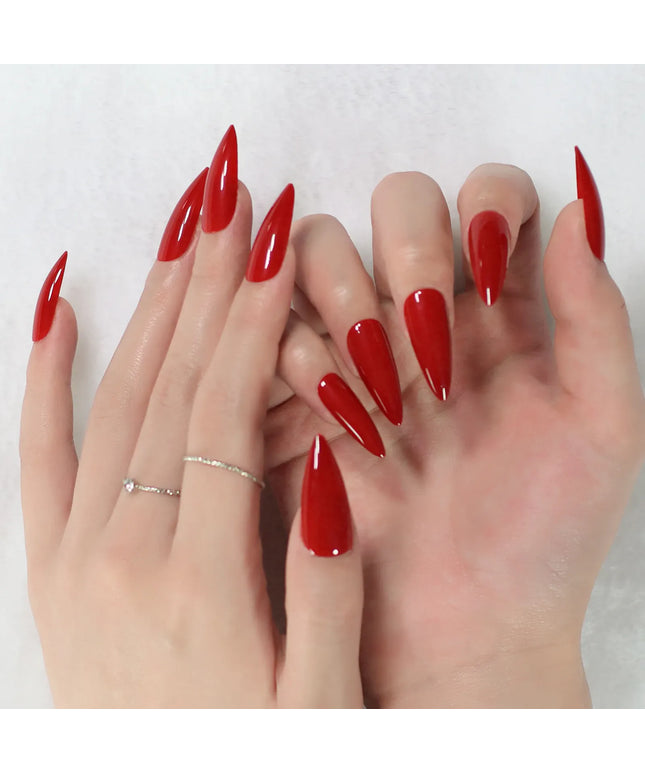 KissICON KissIcon Press On Nails Stiletto Red Glossy -