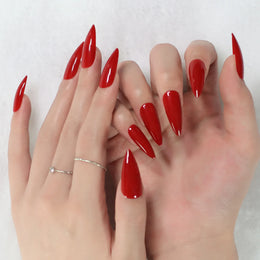 KissICON KissIcon Press On Nails Stiletto Red Glossy -