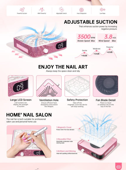KissICON KissIcon Pro Nail Dust Collector Vacuum For Clean