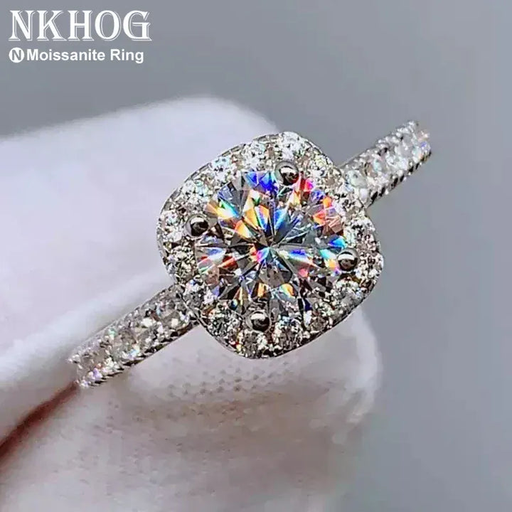 KissIcon Real Moissanite 925 Silver Ring 1 2 3CT Gleam