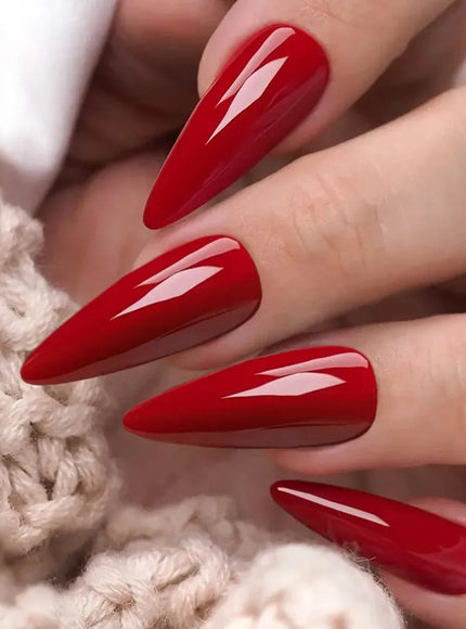 KissICON KissIcon Red Press On Nails - Reusable Stiletto