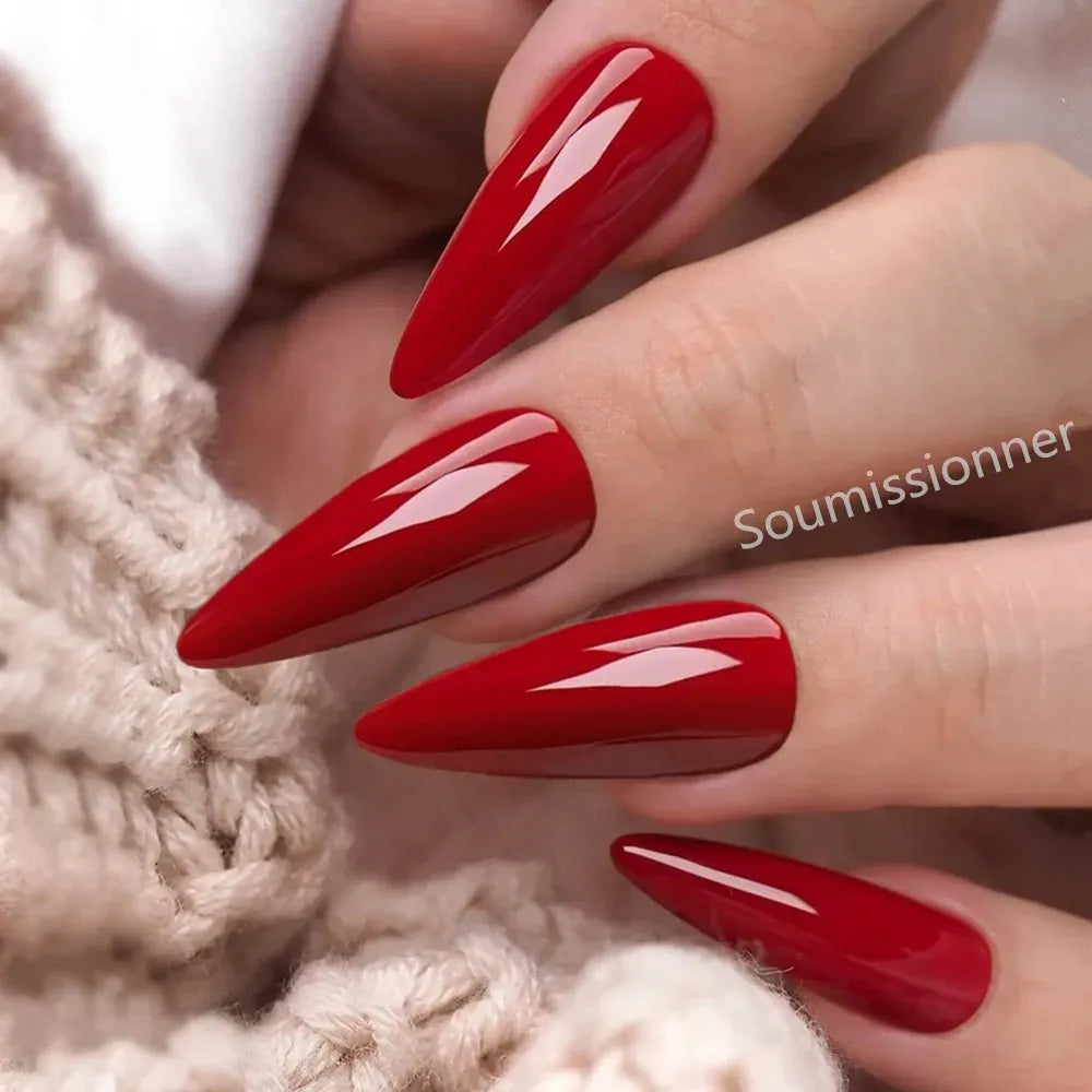 KissICON KissIcon Red Press On Nails - Reusable Stiletto
