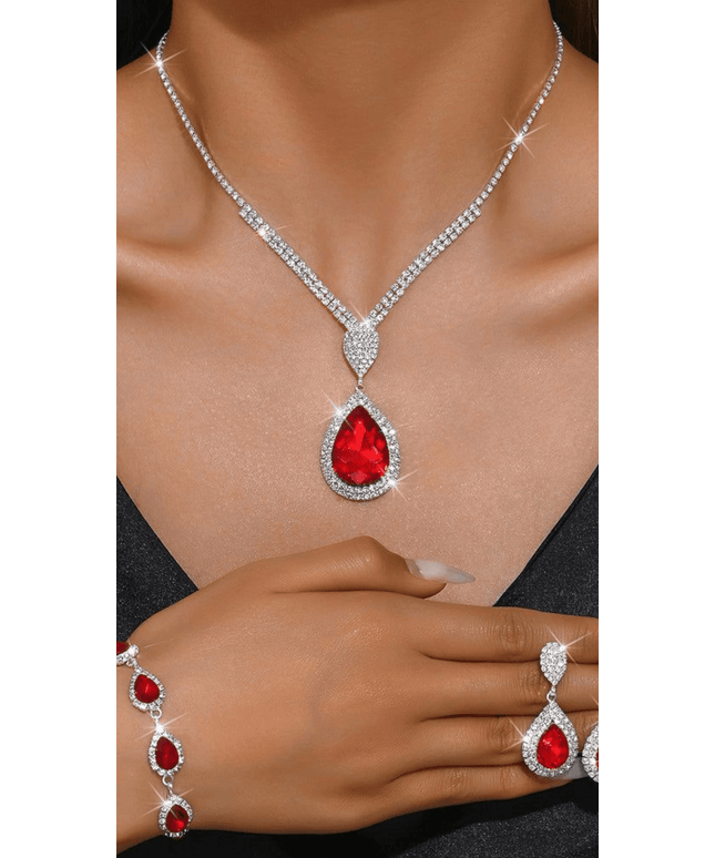 KissICON KissIcon Red Sapphire Water Drop Pendant - Affordable Luxury