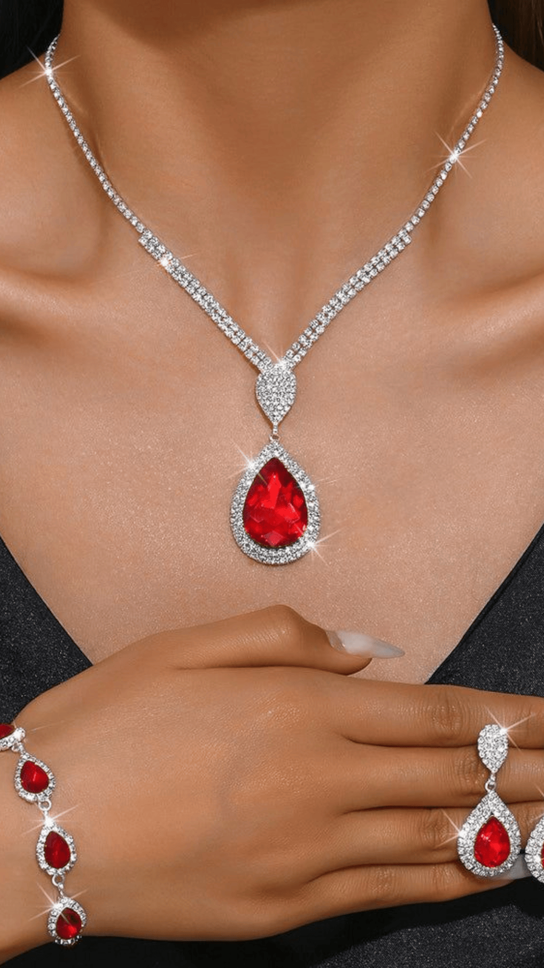 KissICON KissIcon Red Sapphire Water Drop Pendant - Affordable Luxury