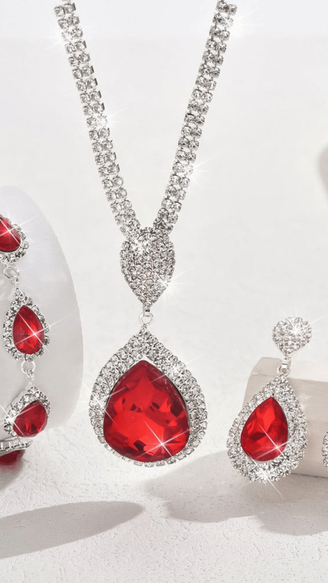 KissICON KissIcon Red Sapphire Water Drop Pendant - Affordable Luxury